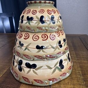 Vtg Jcpenney's Tuscan Dreams Ceramic Nesting Bowl Set Of The 3 Salad Spaghetti